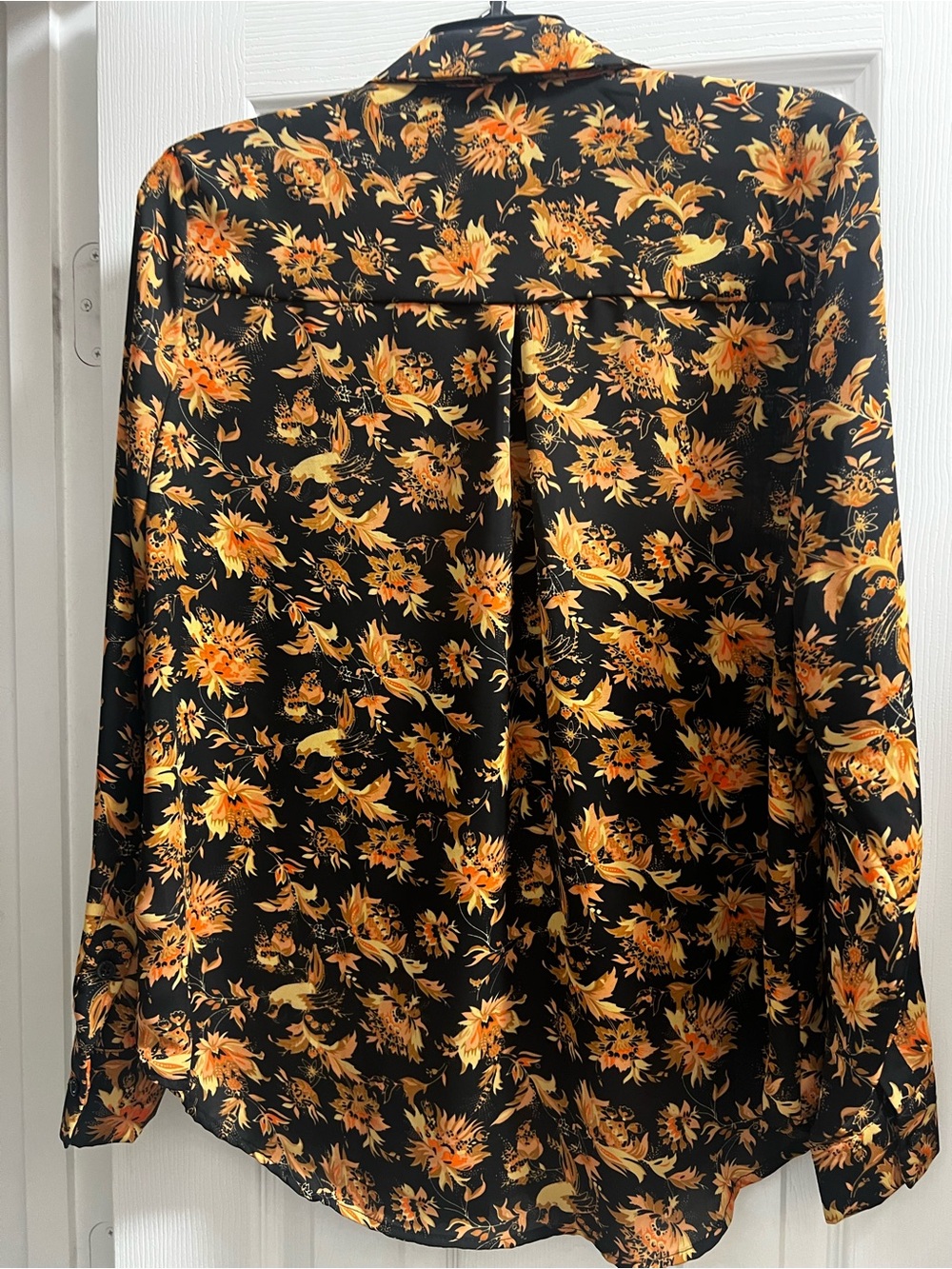 Tahari Black Button-Down Shirt with Orange Floral Print - Picture 2 of 2